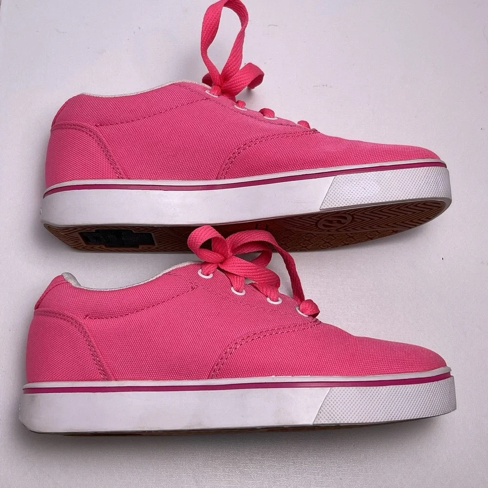 Heelys Youth 5 Women's 6 Launch Hot Neon Pink Skate Shoes Lace Up Wheels